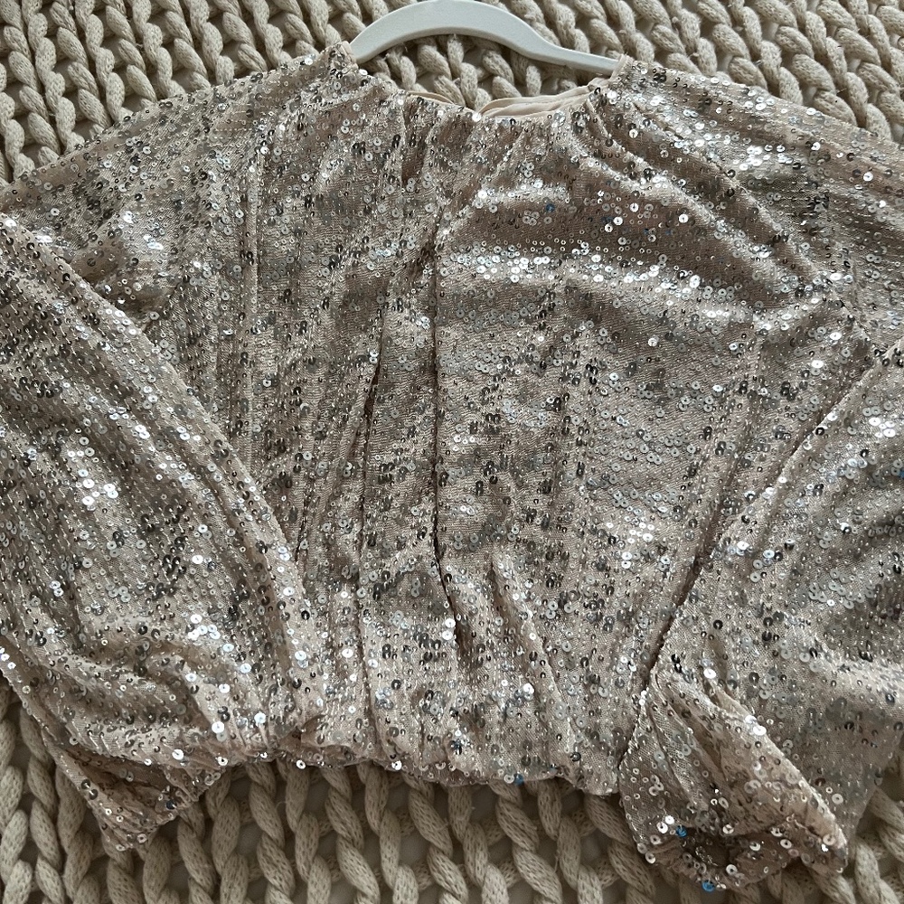 HM Gold Sequin Cropped Top